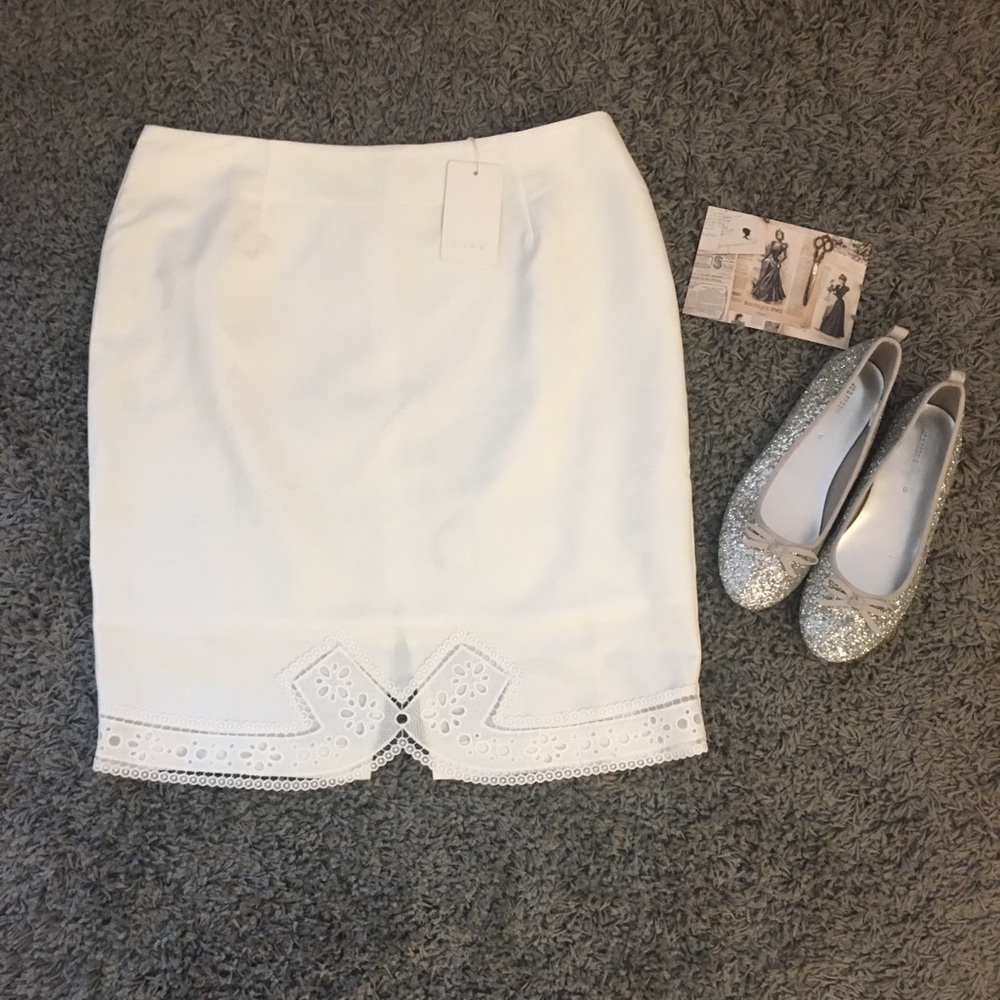 NWT White skirt with cut out details